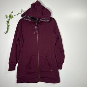 Carve Designs Purple Long Hooded Sweatshirt Jacket Reversible Stripes